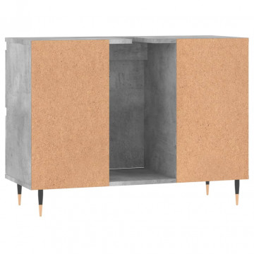 Dulap pentru baie, gri beton, 80x33x60 cm, lemn compozit - Img 6