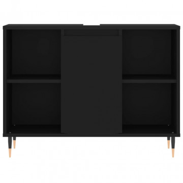 Dulap pentru baie, negru, 80x33x60 cm, lemn compozit - Img 5