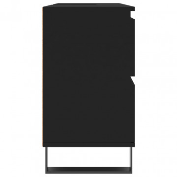 Dulap pentru baie, negru, 80x33x60 cm, lemn compozit - Img 5