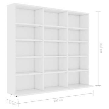 Dulap pentru CD-uri, alb, 102 x 23 x 89,5 cm, PAL - Img 5