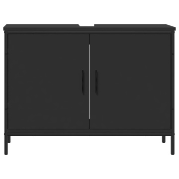 Dulap pentru chiuvetă baie, negru, 80x30x60 cm, lemn prelucrat - Img 8