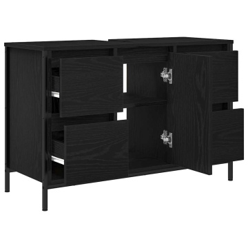 Dulap pentru chiuvetă cu sertare Stejar negru 90x34,5x60 cm - Img 8