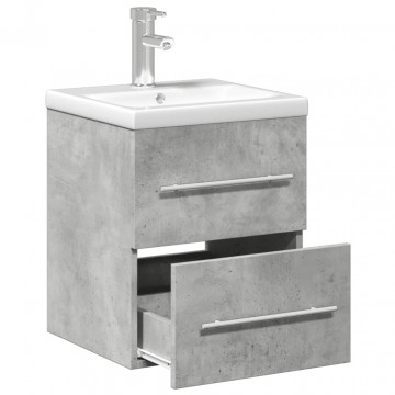 Dulap pentru chiuvetă de baie, lavoar încorporat, gri beton - Img 8