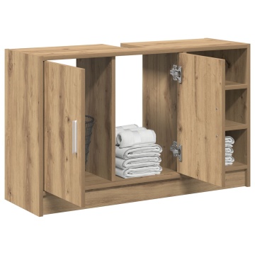 Dulap pentru chiuvetă din stejar artizanal 90x29x55 cm lemn prelucrat - Img 3