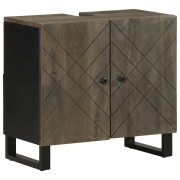 Dulap pentru chiuvetă negru 62x33x58 cm lemn masiv de mango - Img 1