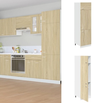 Dulap pentru frigider, stejar Sonoma, 60 x 57 x 207 cm, PAL - Img 1