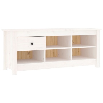 Dulap pentru pantofi, alb, 110x38x45,5 cm, lemn masiv pin - Img 2