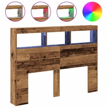 Dulap pentru tăblie cu LED Lemn vechi 140x17x102 cm - Img 2
