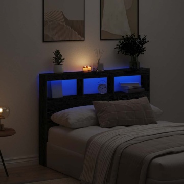 Dulap pentru tăblie cu LED Stejar negru 140x17x102 cm - Img 1