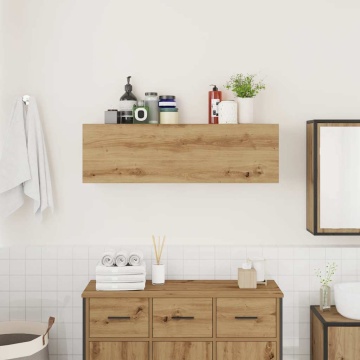 Dulap perete baie stejar artizanal, 100x25x30 cm lemn prelucrat - Img 3