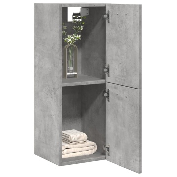 Dulap suspendat de baie, gri beton, 30x30x80 cm, lemn prelucrat - Img 3