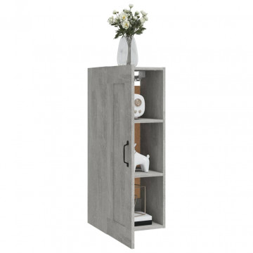 Dulap suspendat, gri beton, 35x34x90 cm, lemn prelucrat - Img 4