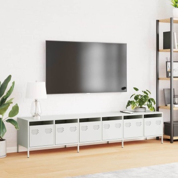 Dulap TV, alb, 202x39x43,5 cm, oțel laminat la rece - Img 3