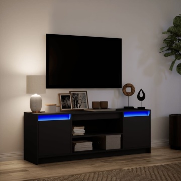 Dulap TV cu LED, negru, 139,5x34x50 cm, lemn prelucrat - Img 8