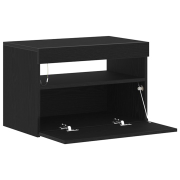 Dulap TV cu LED Negru Stejar 60x35x40 cm Lemn prelucrat - Img 4