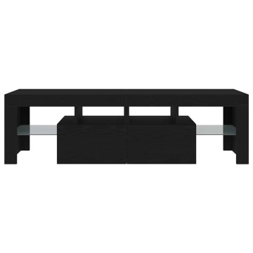 Dulap TV cu LED stejar negru 140x36,5x40 cm lemn prelucrat - Img 6