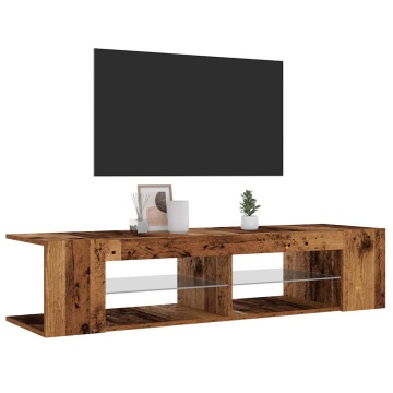 Dulap TV cu lumini LED lemn vechi 135x39x30 cm lemn prelucrat - Img 8