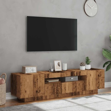 Dulap TV cu lumini LED lemn vechi 160x35x40 cm lemn prelucrat - Img 4