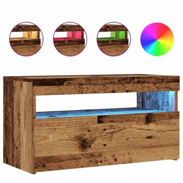Dulap TV cu lumini LED lemn vechi 75x35x40 cm lemn prelucrat - Img 2