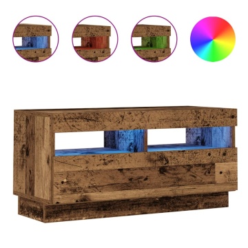 Dulap TV cu lumini LED lemn vechi 80x35x40 cm lemn prelucrat - Img 2