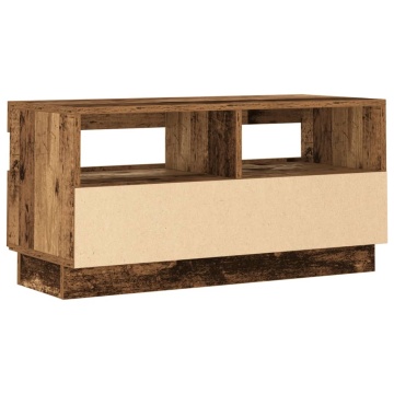 Dulap TV cu lumini LED lemn vechi 80x35x40 cm lemn prelucrat - Img 7