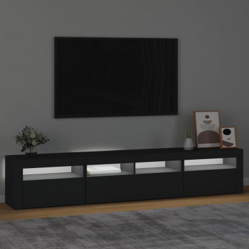 Dulap TV cu lumini LED, negru, 210x35x40 cm - Img 3