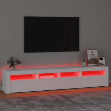 Dulap TV cu lumini LED, negru, 210x35x40 cm - Img 8