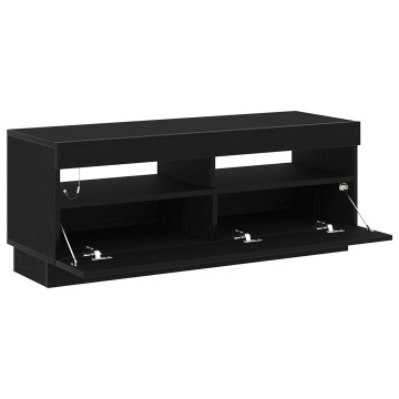 Dulap TV cu lumini LED Stejar Negru 100x35x40 cm Lemn prelucrat - Img 4