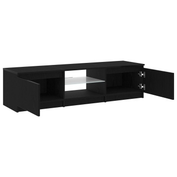 Dulap TV cu lumini LED Stejar Negru 140x40x35,5 cm Lemn - Img 4