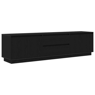 Dulap TV cu lumini LED Stejar negru 193,5x41x50 cm - Img 3