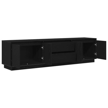 Dulap TV cu lumini LED Stejar negru 193,5x41x50 cm - Img 5