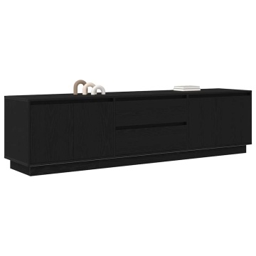 Dulap TV cu lumini LED Stejar negru 193,5x41x50 cm - Img 8