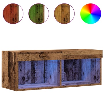 Dulap TV de perete cu lumini LED Lemn vechi 80x30x30 cm - Img 4