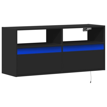 Dulap TV de perete cu lumini LED negru 100x31x45 cm - Img 3