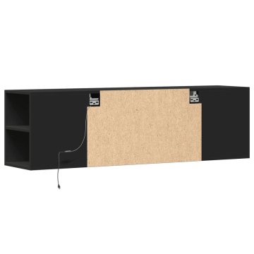 Dulap TV de perete cu lumini LED, negru, 135x31x39,5 cm - Img 7