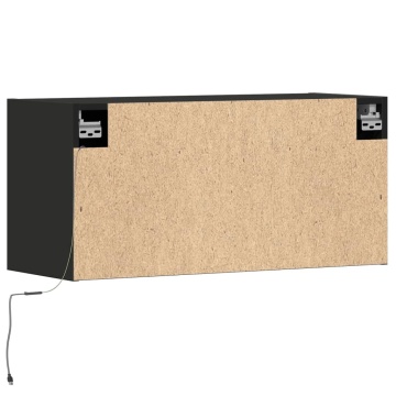 Dulap TV de perete cu lumini LED negru 80x31x38 cm - Img 7