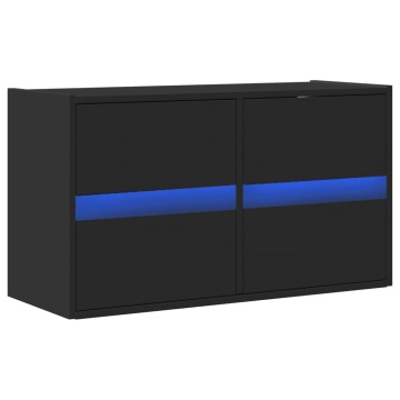 Dulap TV de perete cu lumini LED negru 80x31x45 cm - Img 3