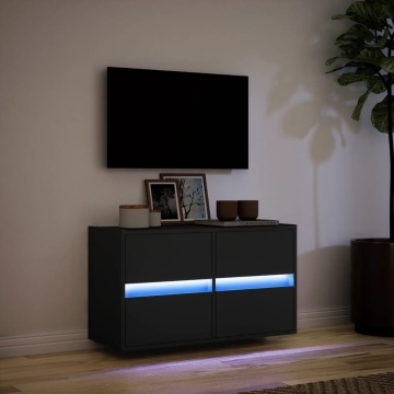 Dulap TV de perete cu lumini LED negru 80x31x45 cm - Img 8