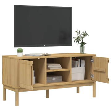 Dulap TV FLORO, maro ceruit, 114x43x55 cm, lemn masiv de pin - Img 4