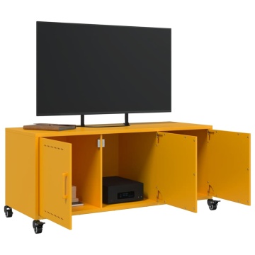 Dulap TV, galben muștar, 100,5x39x43,5 cm, oțel laminat la rece - Img 4