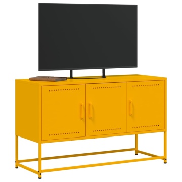 Dulap TV, galben muștar, 100,5x39x60,5 cm, oțel - Img 4