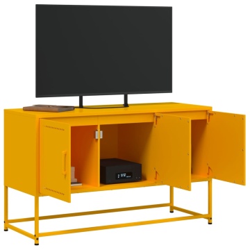 Dulap TV, galben muștar, 100,5x39x60,5 cm, oțel - Img 8