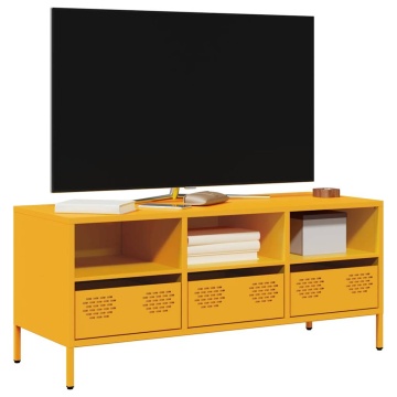 Dulap TV, galben muștar, 101,5x39x43,5 cm, oțel laminat la rece - Img 1