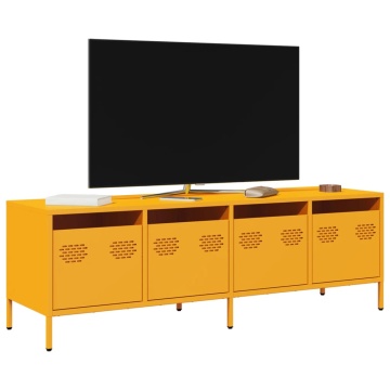 Dulap TV, galben muștar, 135x39x43,5 cm, oțel laminat la rece - Img 1