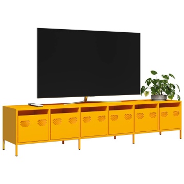 Dulap TV, galben muștar, 202x39x43,5 cm, oțel laminat la rece - Img 1