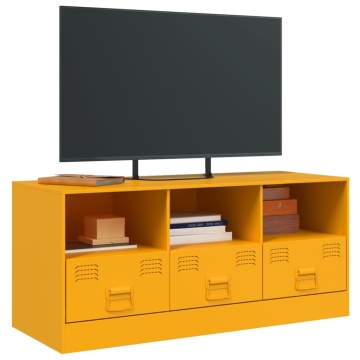 Dulap TV, galben muștar, 99x39x44 cm, oțel - Img 4