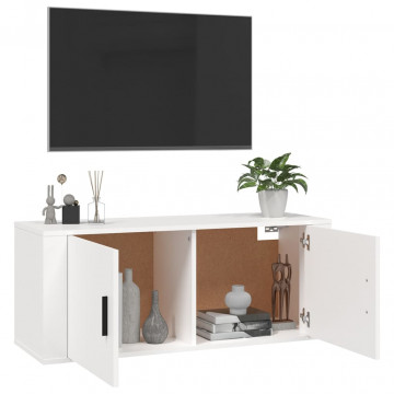 Dulap TV montat pe perete, alb, 100x34,5x40 cm - Img 8