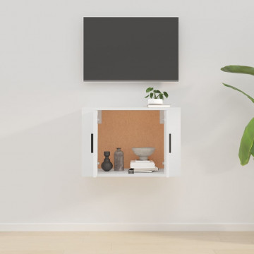 Dulap TV montat pe perete, alb extralucios, 57x34,5x40 cm - Img 3