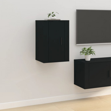 Dulap TV montat pe perete, negru, 40x34,5x60 cm - Img 1