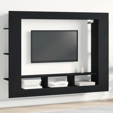 Dulap TV Montat pe Perete Negru Stejar 152x22x113 cm - Img 1